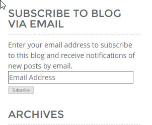 Our blog sign up form for our post email list.