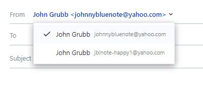 Screenshot showing disposable email addresses when composing a new email in Yahoo