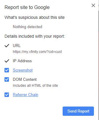 Google Suspicious Site Report