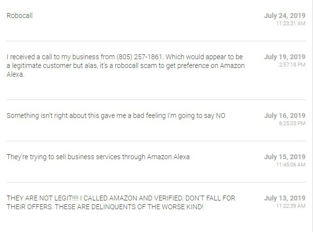Screenshot of comments about scam phone call