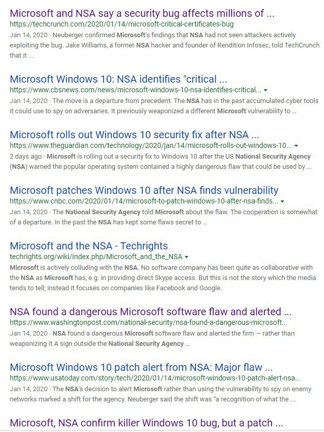 List of Bing search results for Microsoft and the NSA