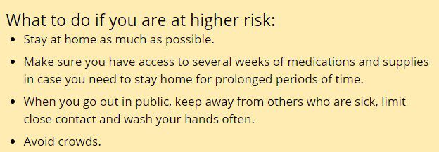 what to do if you are at a higher risk for the coronavirus