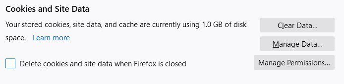 Screenshot of Firefox - Clear "Cookies and Site Data" window
