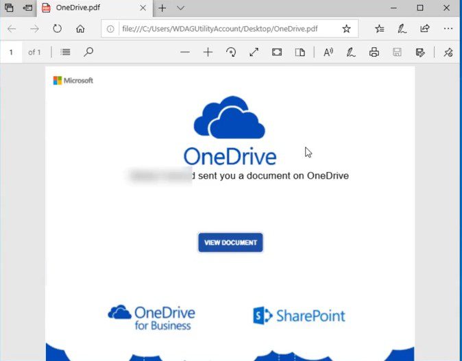 Screenshot of a window which appears to be a Microsoft OneDrive page with a shared document