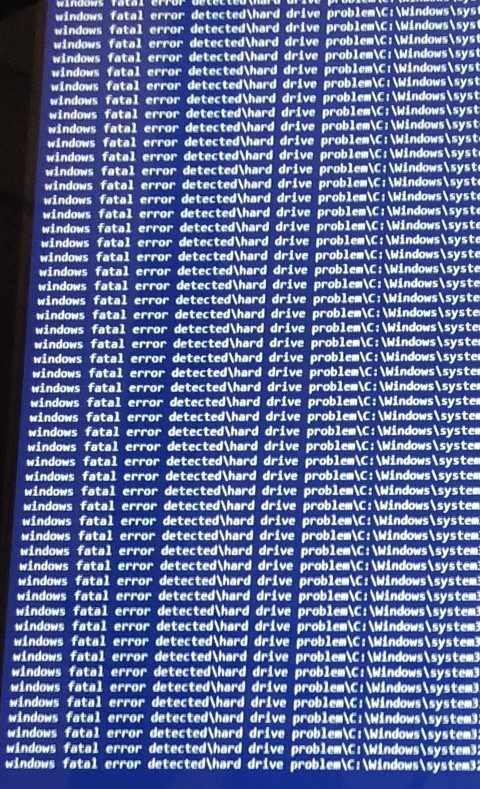 Fake fatal error screen
