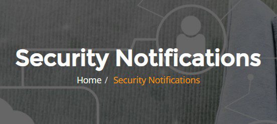 Screenshot of Security Notifications web page header