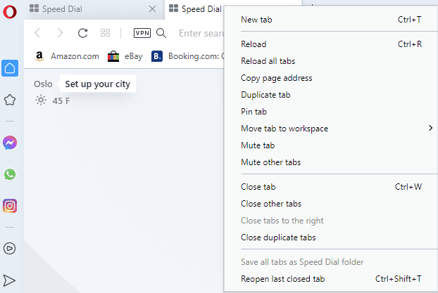 Tab Menu Opera