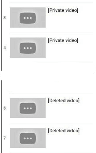 YouTube playlist - videos removed and/or changed to private