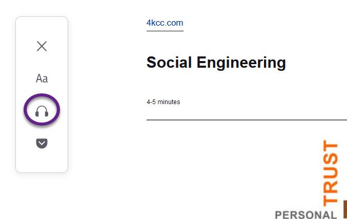The Reader menu with the headphones circled - Even More Browser Features You May Not Be Using in Firefox