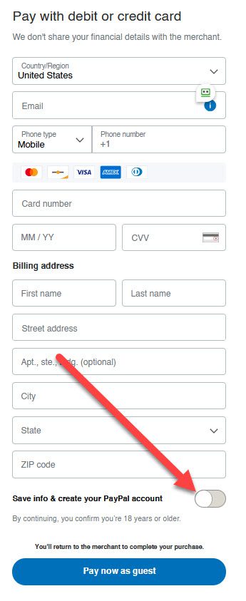 PayPal auto create tunred off