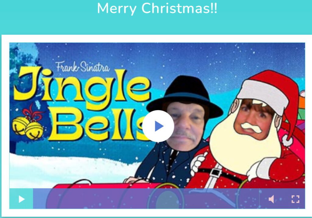 Joyce and I start in this funny JibJab Christmas e-greeting card.