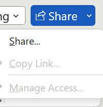 Screenshot of the Microsoft Office Share button
