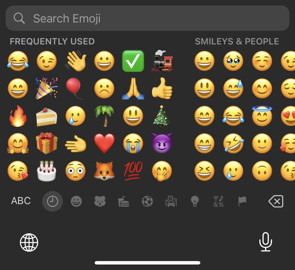 iPhone symbol and emoji window