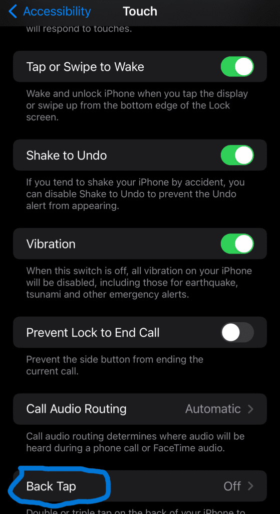 iPhone Back Tap
