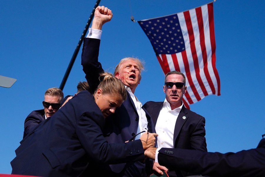The iconic Trump picture which is a perfect example of a political warning.