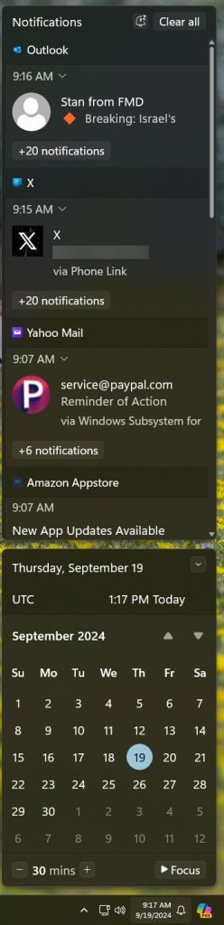 Windows Notifications - Part 2 * Windows 11 - Action Center Screenshot